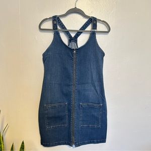 Hollister Denim Dark Wash Dress with Full Front Zipper Closure and Pockets